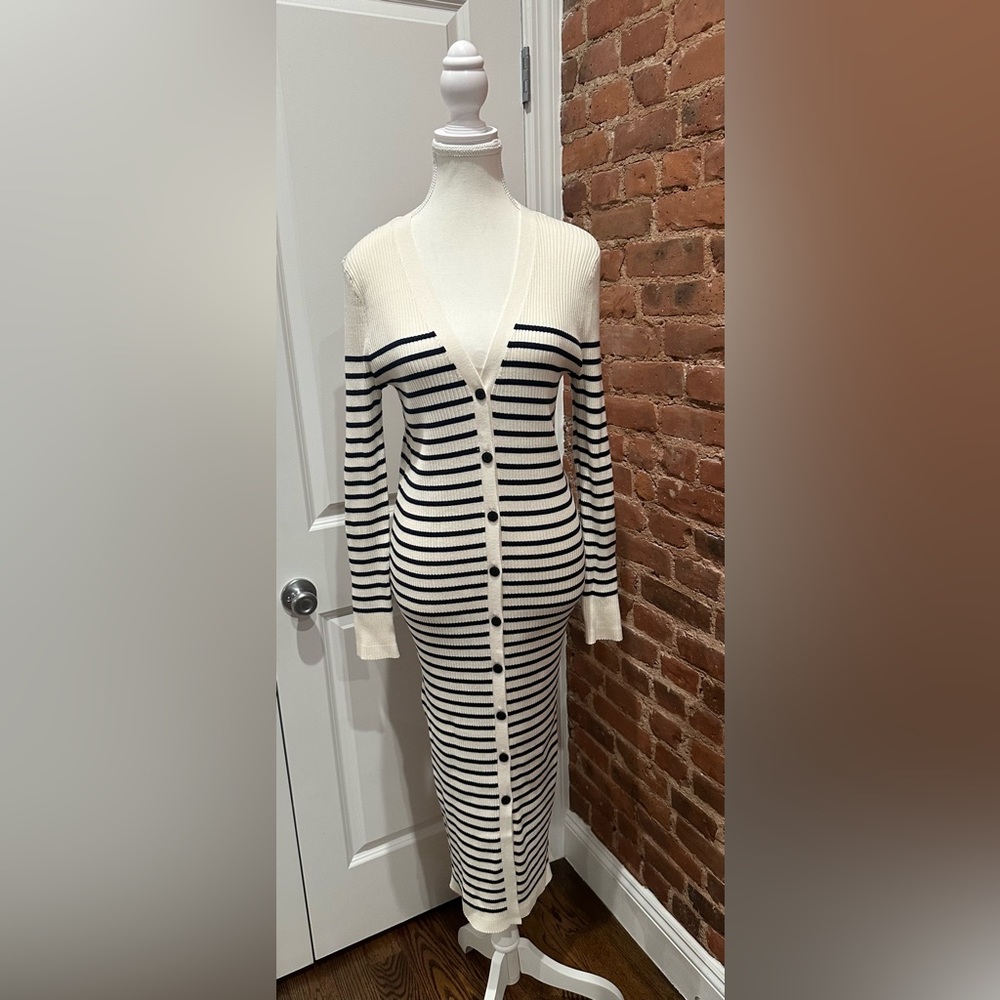 LOFT Cream Ribbed Knit Top